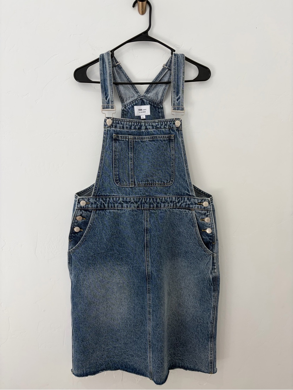 TNR Jeans Denim Overall Dress Large Blue Pinafore Adjustable Straps Y2K
